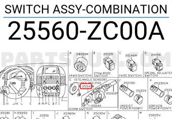 Nissan 25560ZC00A SWITCH ASSY-COMBINATION