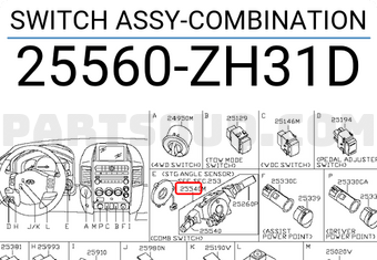Nissan 25560ZH31D SWITCH ASSY-COMBINATION