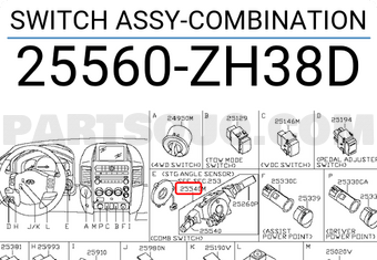 Nissan 25560ZH38D SWITCH ASSY-COMBINATION