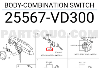Nissan 25567VD300 BODY-COMBINATION SWITCH