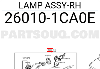 Nissan 260101CA0E LAMP ASSY-RH