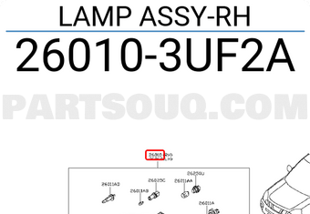 Nissan 260103UF2A LAMP ASSY-RH