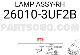 Nissan 260103UF2B LAMP ASSY-RH