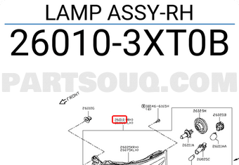 Nissan 260103XT0B LAMP ASSY-RH