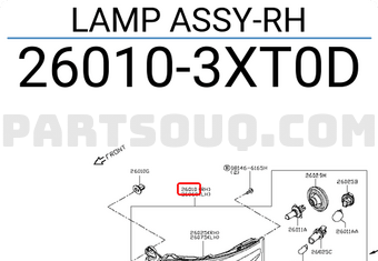 Nissan 260103XT0D LAMP ASSY-RH