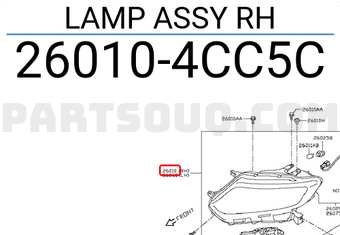 Nissan 260104CC5C LAMP ASSY RH