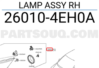 Nissan 260104EH0A LAMP ASSY RH