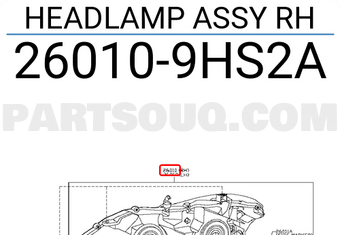 Nissan 260109HS2A HEADLAMP ASSY RH
