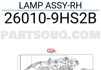 Nissan 260109HS2B LAMP ASSY-RH