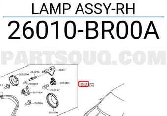 Nissan 26010BR00A LAMP ASSY-RH