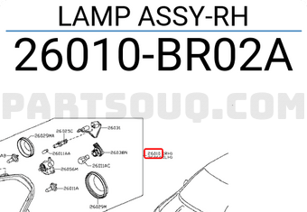 Nissan 26010BR02A LAMP ASSY-RH