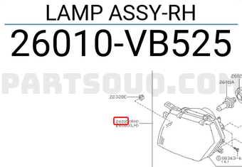 Nissan 26010VB525 LAMP ASSY-RH