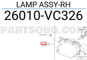 Nissan 26010VC326 LAMP ASSY-RH