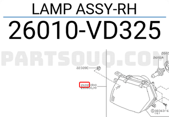 Nissan 26010VD325 LAMP ASSY-RH