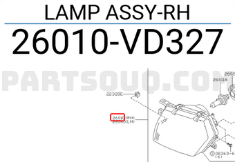 Nissan 26010VD327 LAMP ASSY-RH