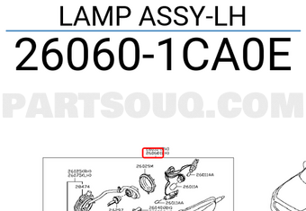 Nissan 260601CA0E LAMP ASSY-LH