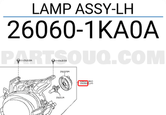 Nissan 260601KA0A LAMP ASSY-LH