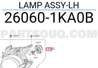 Nissan 260601KA0B LAMP ASSY-LH