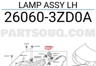 Nissan 260603ZD0A LAMP ASSY LH