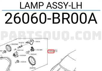 Nissan 26060BR00A LAMP ASSY-LH