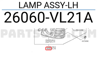 Nissan 26060VL21A LAMP ASSY-LH