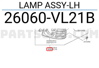 Nissan 26060VL21B LAMP ASSY-LH