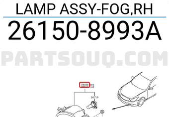 Nissan 261508993A LAMP ASSY-FOG,RH