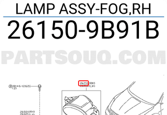 Nissan 261509B91B LAMP ASSY-FOG,RH