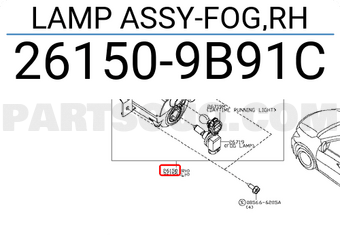 Nissan 261509B91C LAMP ASSY-FOG,RH