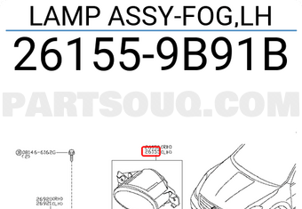 Nissan 261559B91B LAMP ASSY-FOG,LH