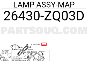 Nissan 26430ZQ03D LAMP ASSY-MAP