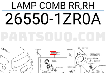 Nissan 265501ZR0A LAMP COMB RR,RH