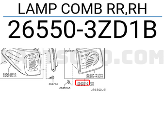 Nissan 265503ZD1B LAMP COMB RR,RH