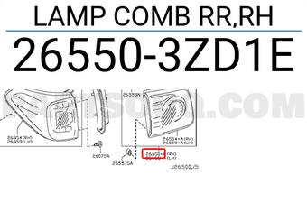 Nissan 265503ZD1E LAMP COMB RR,RH