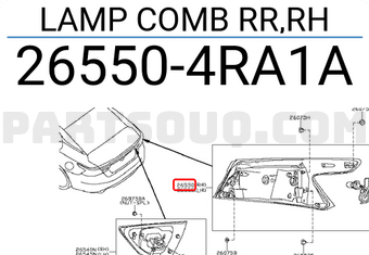 Nissan 265504RA1A LAMP COMB RR,RH