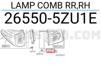 Nissan 265505ZU1E LAMP COMB RR,RH