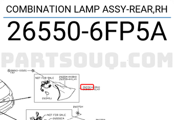 Nissan 265506FP5A COMBINATION LAMP ASSY-REAR,RH