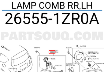 Nissan 265551ZR0A LAMP COMB RR,LH