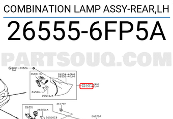 Nissan 265556FP5A COMBINATION LAMP ASSY-REAR,LH