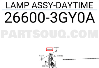 Nissan 266003GY0A LAMP ASSY-DAYTIME