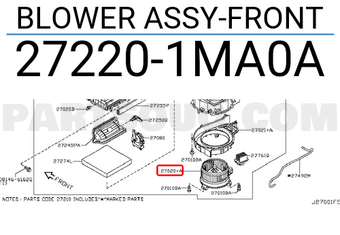 Nissan 272201MA0A BLOWER ASSY-FRONT