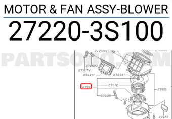 Nissan 272203S100 MOTOR & FAN ASSY-BLOWER