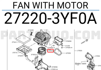 Nissan 272203YF0A FAN WITH MOTOR