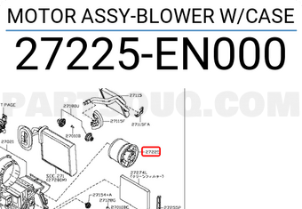 Nissan 27225EN000 MOTOR ASSY-BLOWER W/CASE