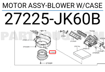 Nissan 27225JK60B MOTOR ASSY-BLOWER W/CASE