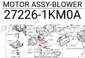 Nissan 272261KM0A MOTOR ASSY-BLOWER