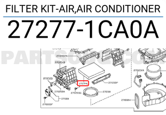Nissan 272771CA0A FILTER KIT-AIR,AIR CONDITIONER