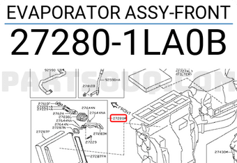 Nissan 272801LA0B EVAPORATOR ASSY-FRONT