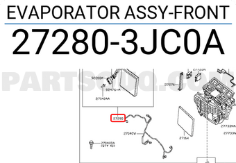 Nissan 272803JC0A EVAPORATOR ASSY-FRONT