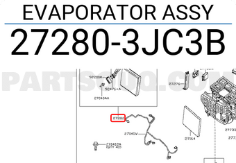 Nissan 272803JC3B EVAPORATOR ASSY
